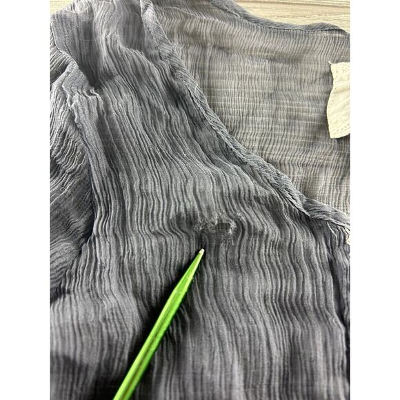 WOMENS 4 LOVE AND LIBERTY BLUE GREY SILK SHEER TUNIC SHIFT DRESS Size Medium - Picture 4 of 11